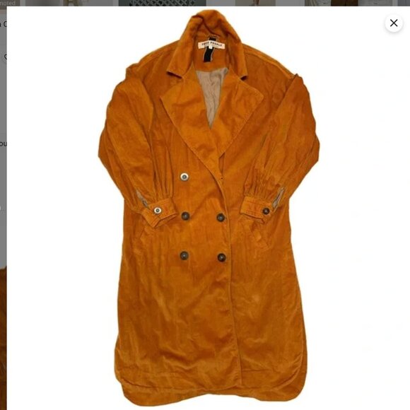 Free People - Jenna Corduroy Trench Coat - Orange - Sz XS - Picture 2 of 10